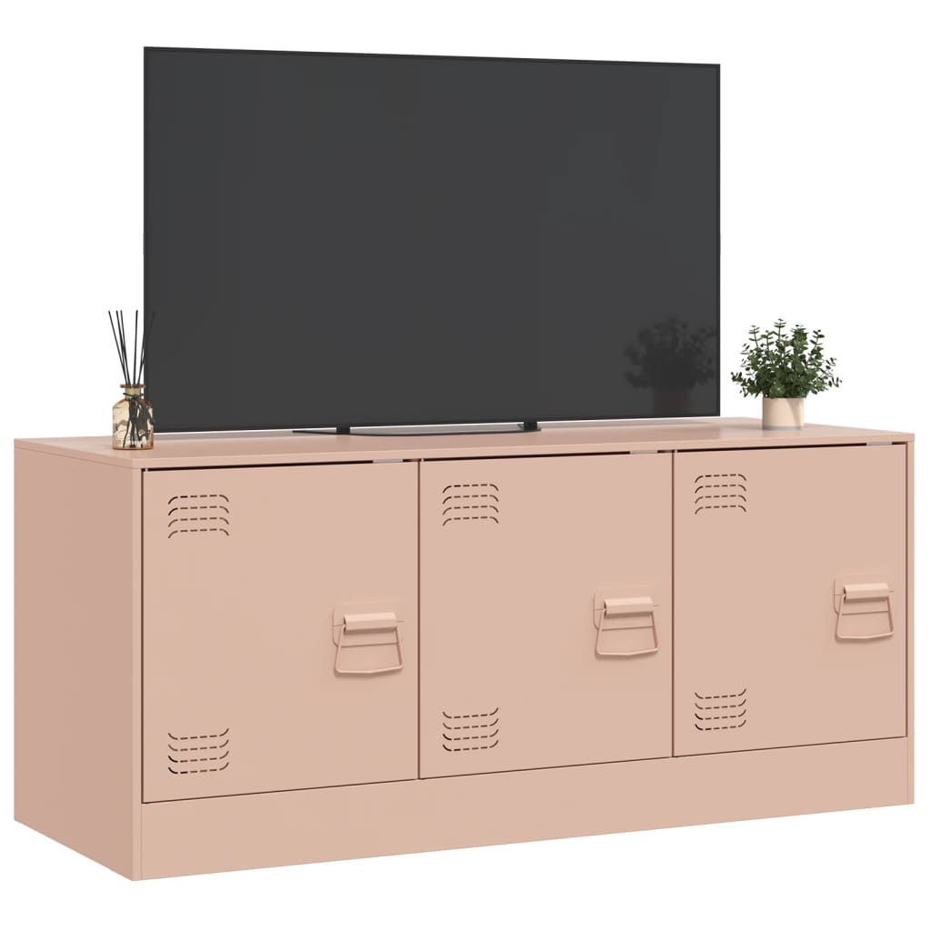 vidaXL Comodă TV, roz, 99x39x44 cm, oțel vidaXL Comodă TV, roz, 99x39x44 cm, oțel