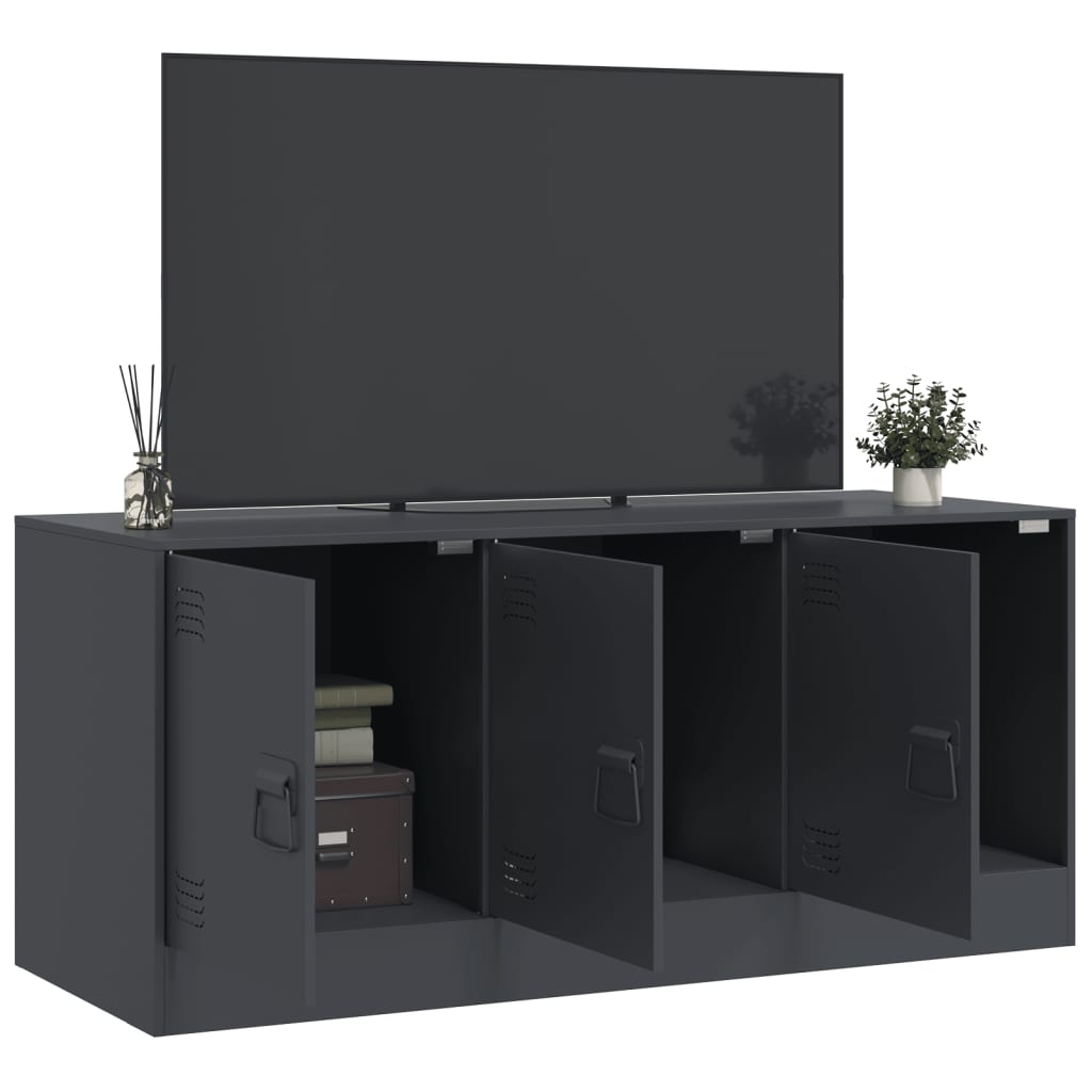 vidaXL Comodă TV, antracit, 99x39x44 cm, oțel vidaXL Comodă TV, antracit, 99x39x44 cm, oțel