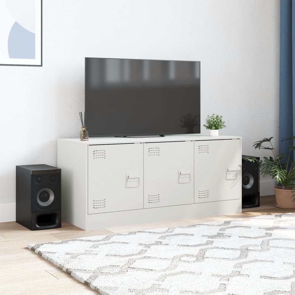 vidaXL Comodă TV, alb, 99x39x44 cm, oțel vidaXL Comodă TV, alb, 99x39x44 cm, oțel