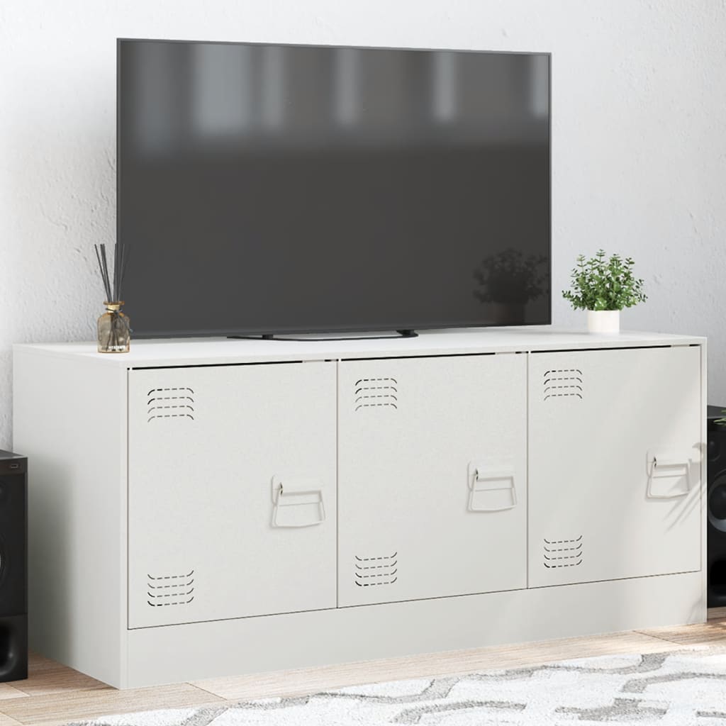 vidaXL Comodă TV, alb, 99x39x44 cm, oțel vidaXL Comodă TV, alb, 99x39x44 cm, oțel