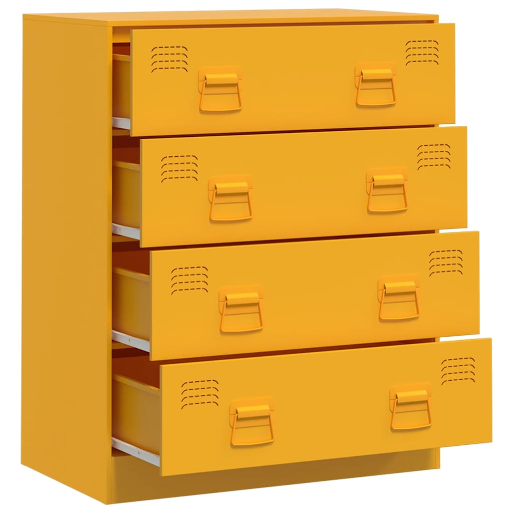 vidaXL Noptieră, galben muștar, 67x39x83 cm oțel