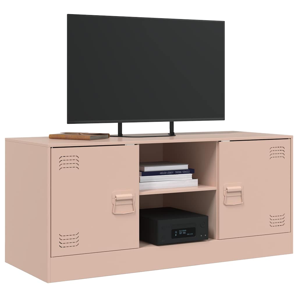 vidaXL Comodă TV, roz, 99x39x44 cm, oțel vidaXL Comodă TV, roz, 99x39x44 cm, oțel
