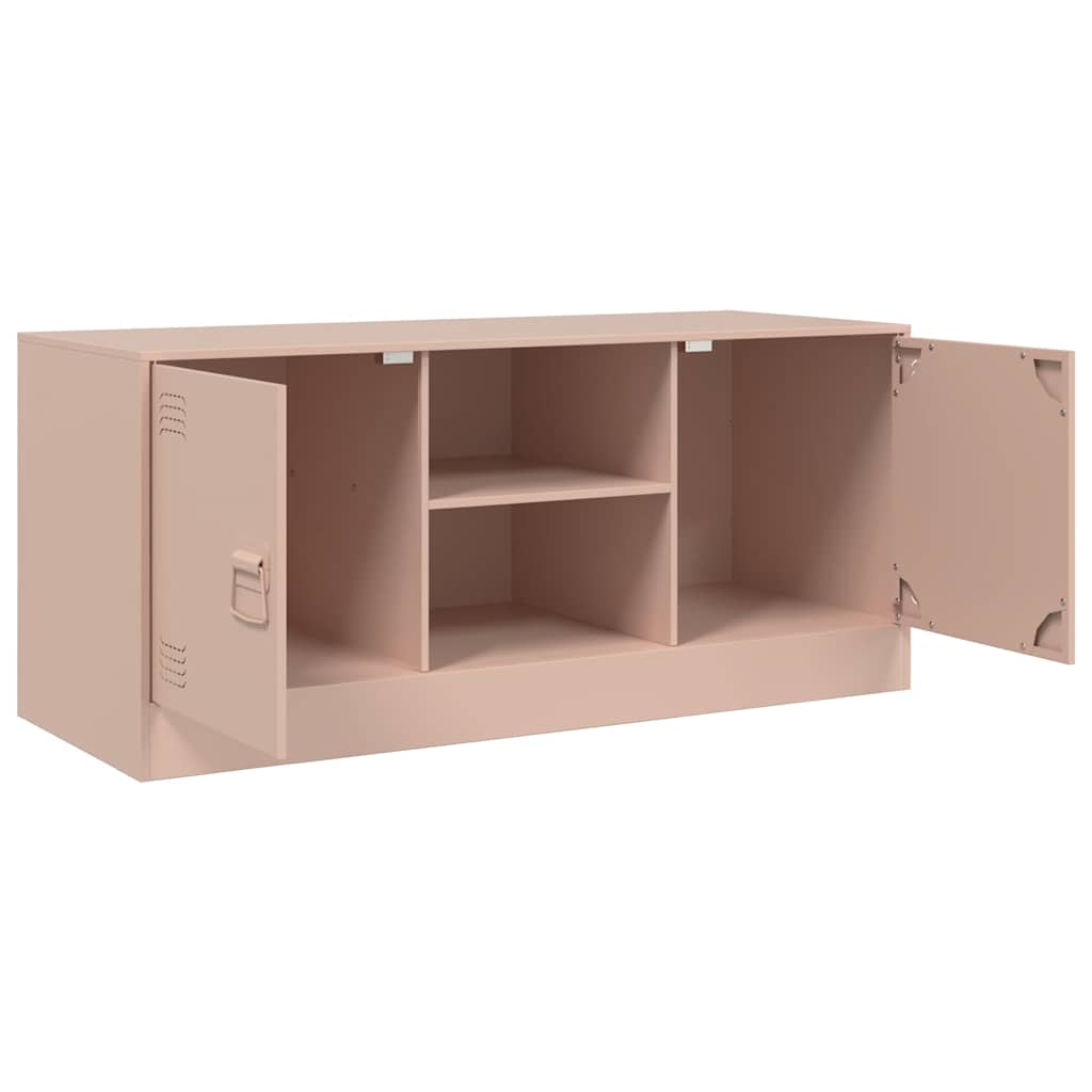 vidaXL Comodă TV, roz, 99x39x44 cm, oțel vidaXL Comodă TV, roz, 99x39x44 cm, oțel