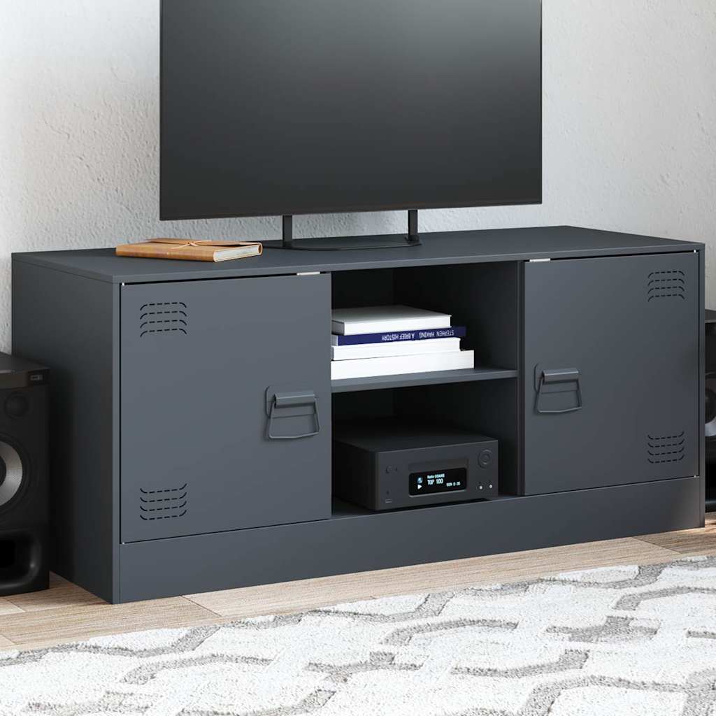 vidaXL Comodă TV, antracit, 99x39x44 cm, oțel vidaXL Comodă TV, antracit, 99x39x44 cm, oțel