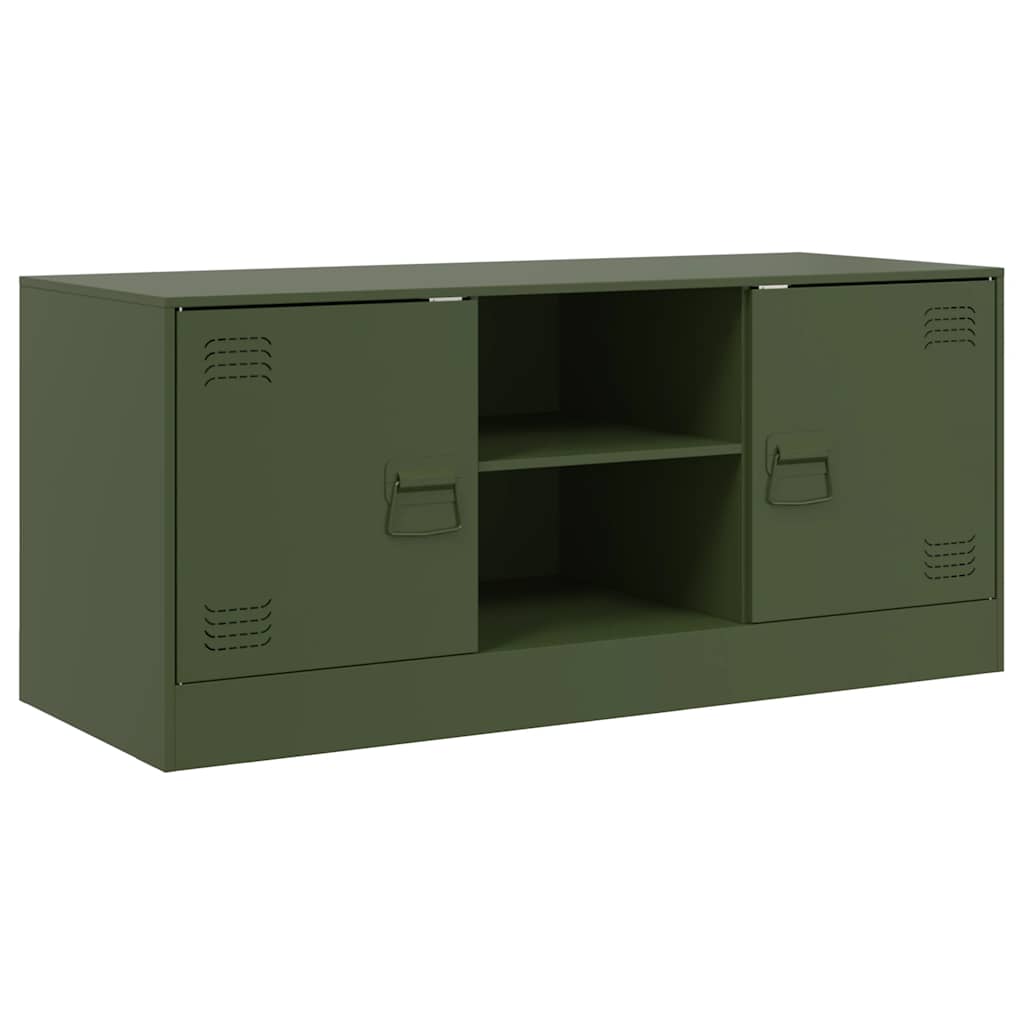 vidaXL Comodă TV, verde măsliniu, 99x39x44 cm, oțel