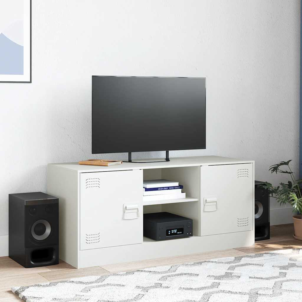 vidaXL Comodă TV, alb, 99x39x44 cm, oțel vidaXL Comodă TV, alb, 99x39x44 cm, oțel