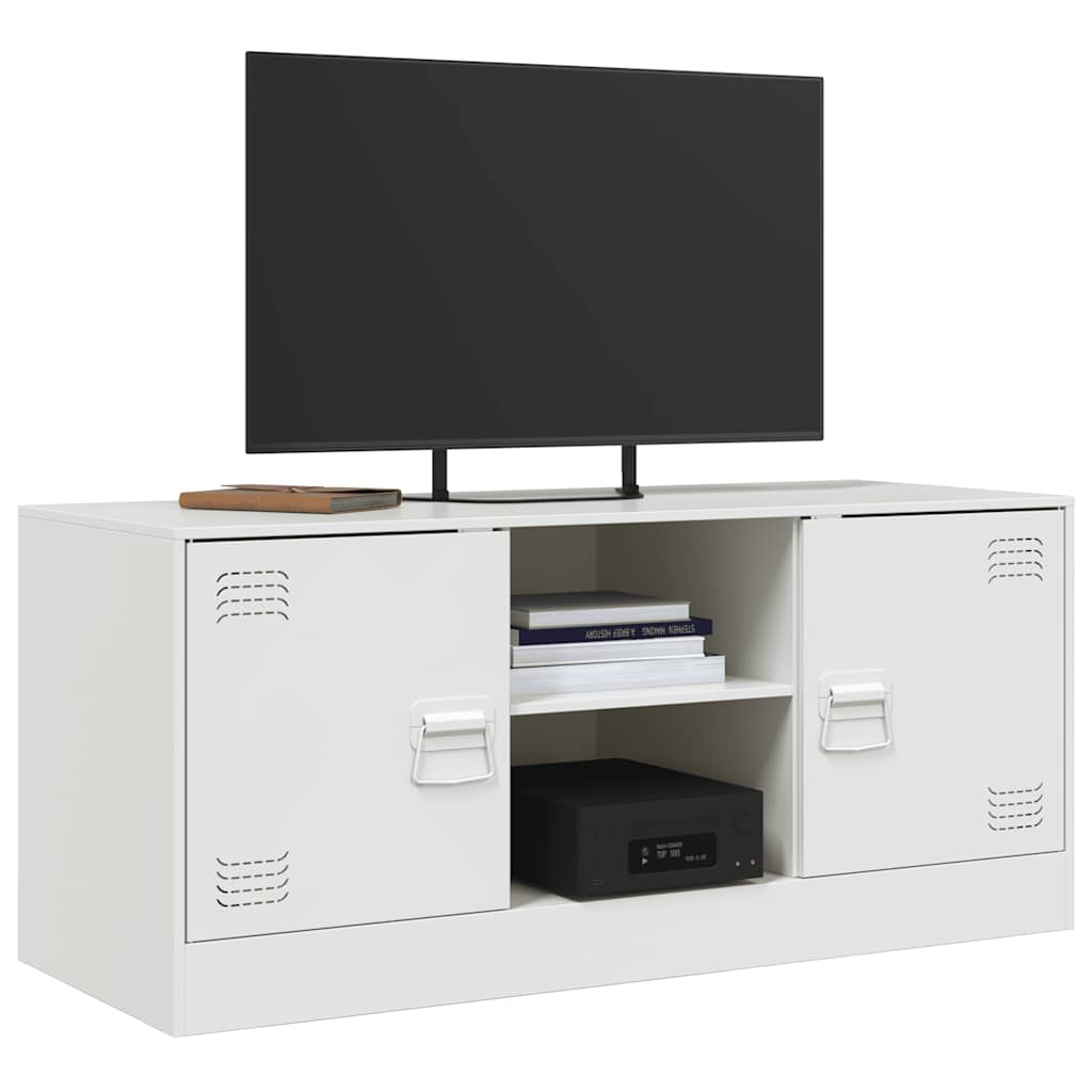 vidaXL Comodă TV, alb, 99x39x44 cm, oțel vidaXL Comodă TV, alb, 99x39x44 cm, oțel