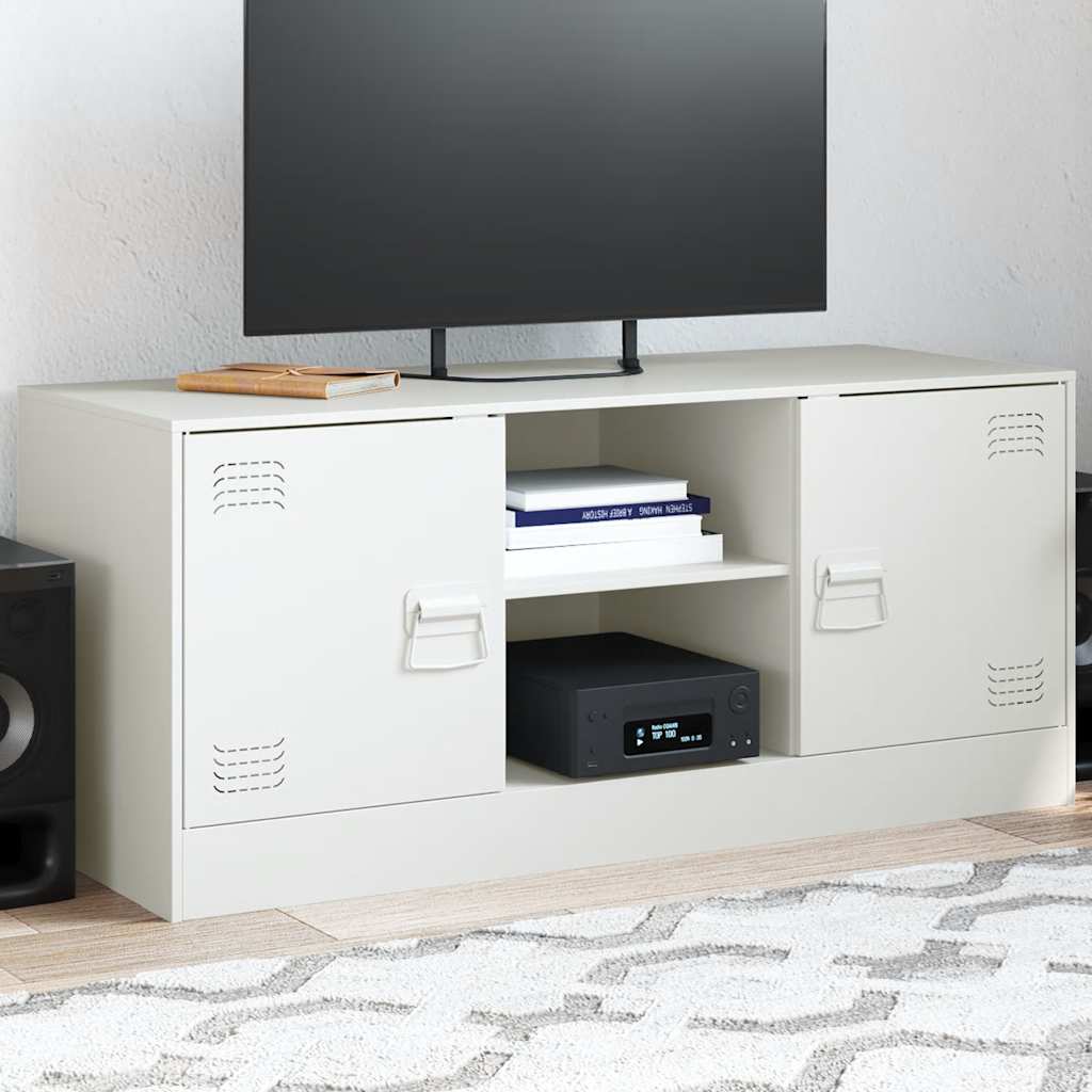 vidaXL Comodă TV, alb, 99x39x44 cm, oțel vidaXL Comodă TV, alb, 99x39x44 cm, oțel