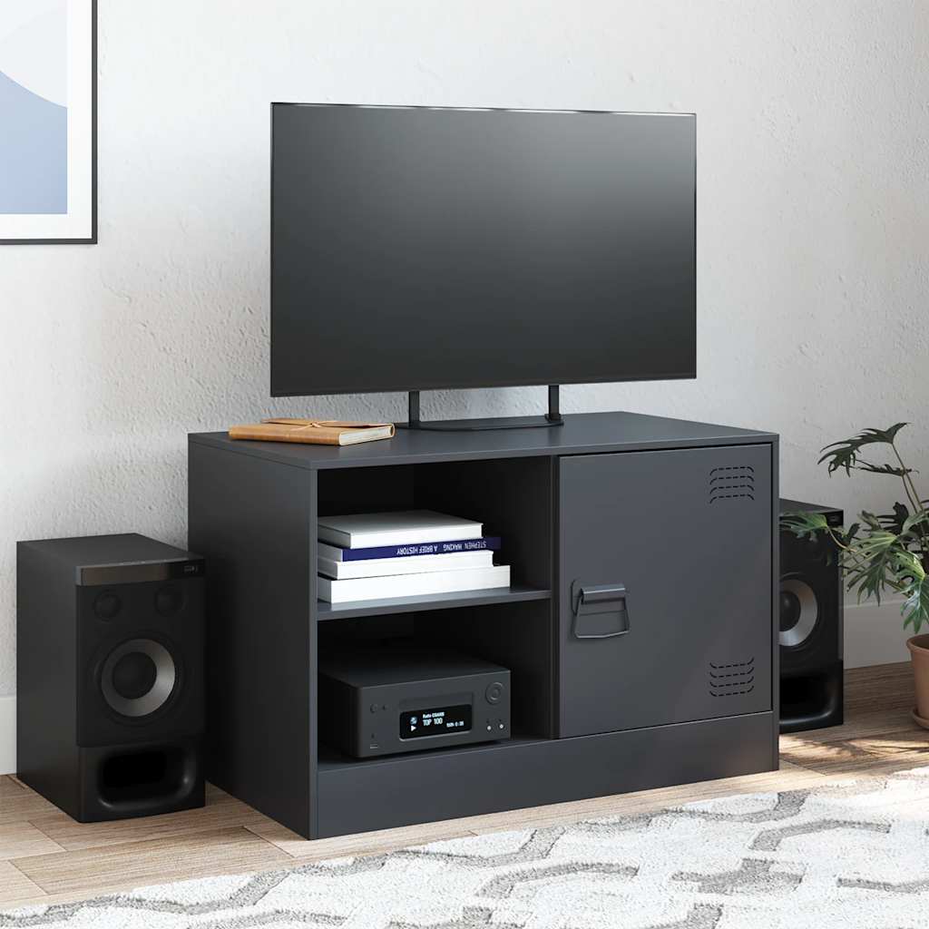 vidaXL Dulap TV, negru, 67x39x44 cm, oțel vidaXL Dulap TV, negru, 67x39x44 cm, oțel