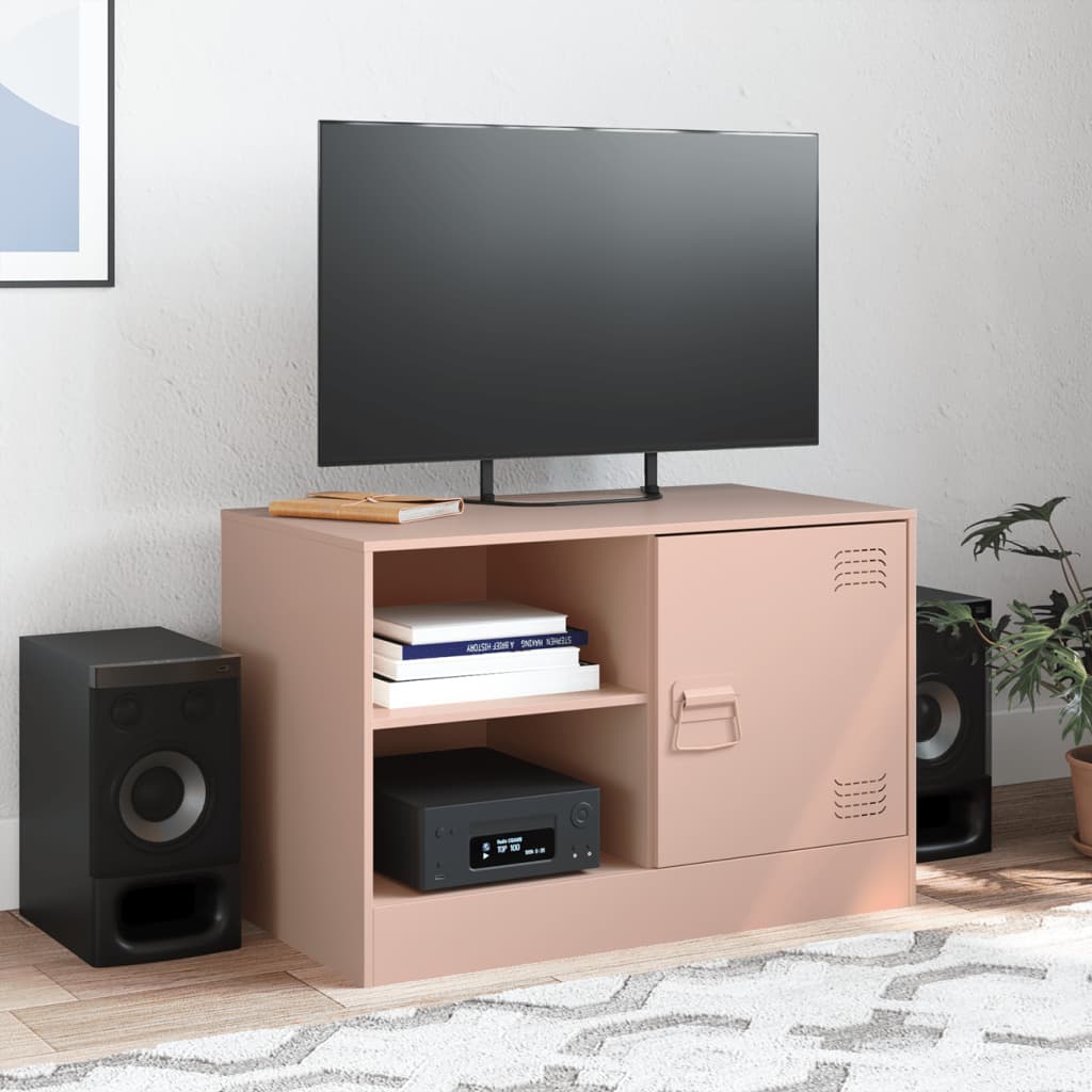 vidaXL Comodă TV, roz, 67x39x44 cm, oțel vidaXL Comodă TV, roz, 67x39x44 cm, oțel