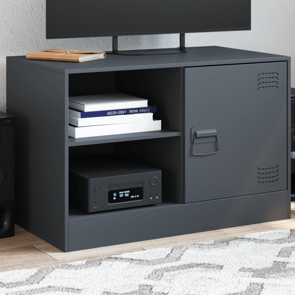 vidaXL Comodă TV, antracit, 67x39x44 cm, oțel vidaXL Comodă TV, antracit, 67x39x44 cm, oțel