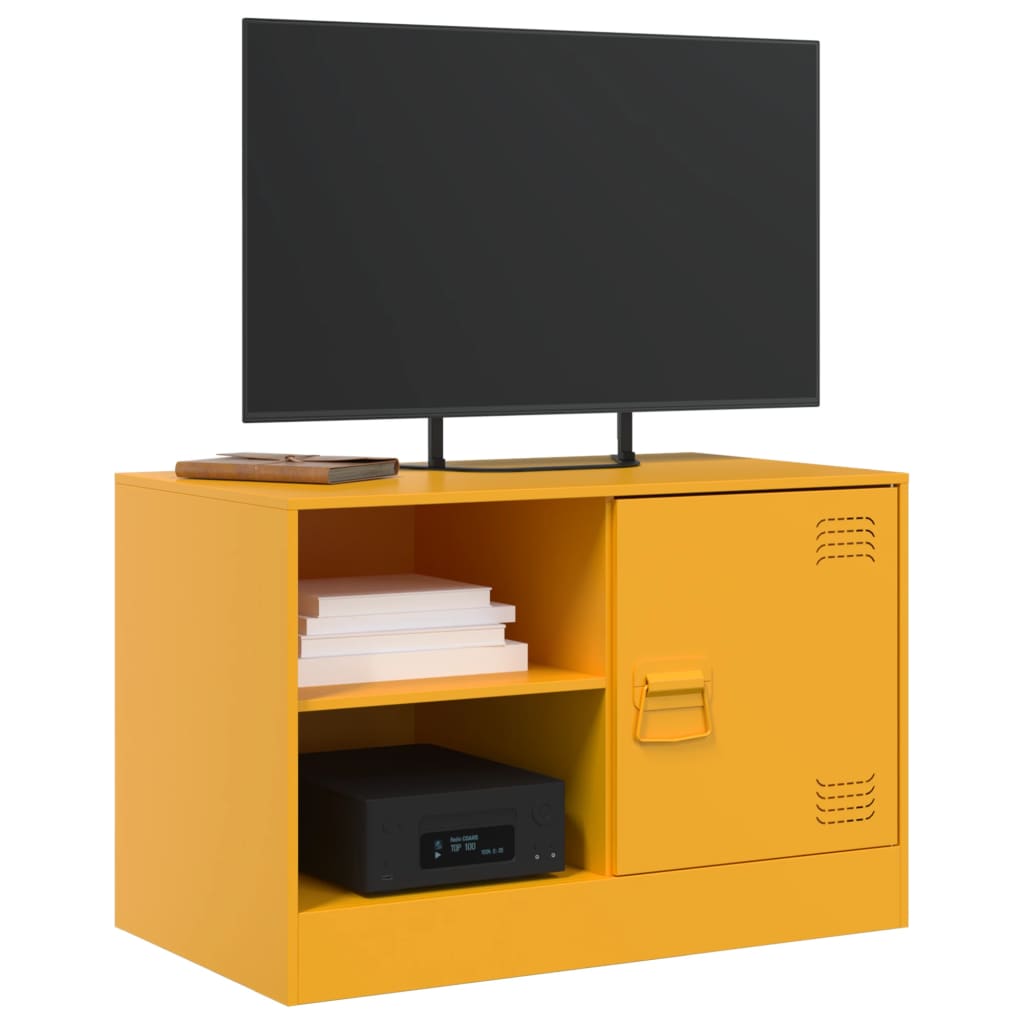 vidaXL Comodă TV, 2 buc., galben muștar, 67x39x44 cm, oțel