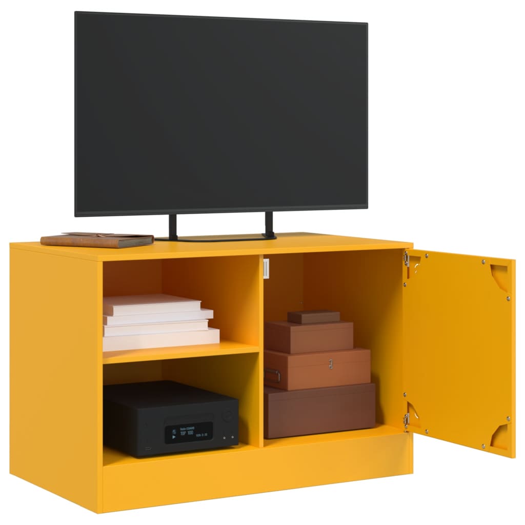 vidaXL Comodă TV, 2 buc., galben muștar, 67x39x44 cm, oțel