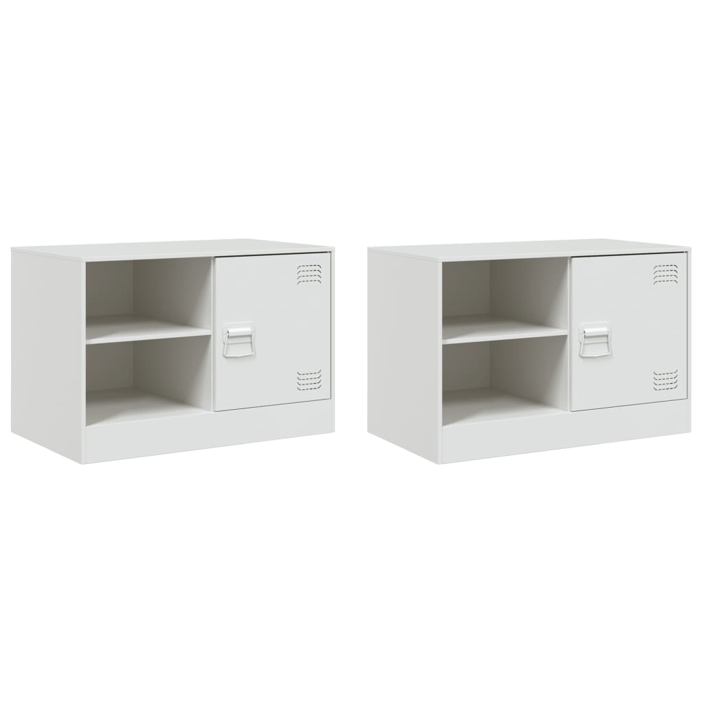 vidaXL Dulapuri TV 2 buc., alb, 67x39x44 cm Otel