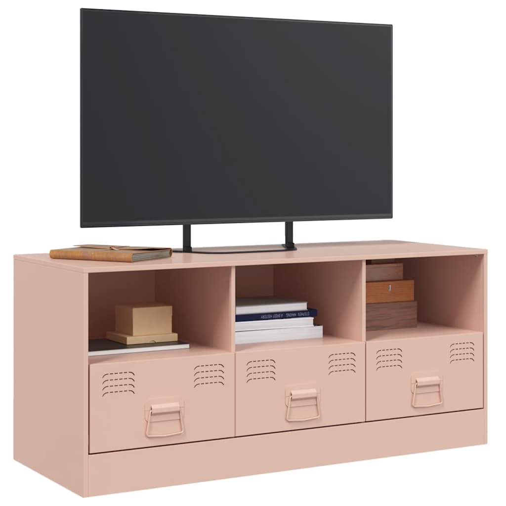 vidaXL Comodă TV, roz, 99x39x44 cm, oțel vidaXL Comodă TV, roz, 99x39x44 cm, oțel