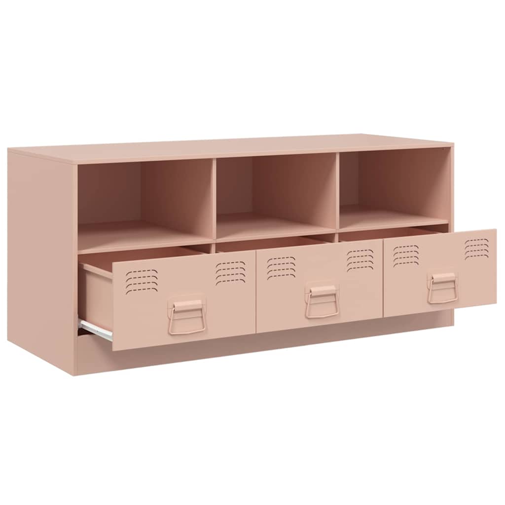 vidaXL Comodă TV, roz, 99x39x44 cm, oțel vidaXL Comodă TV, roz, 99x39x44 cm, oțel