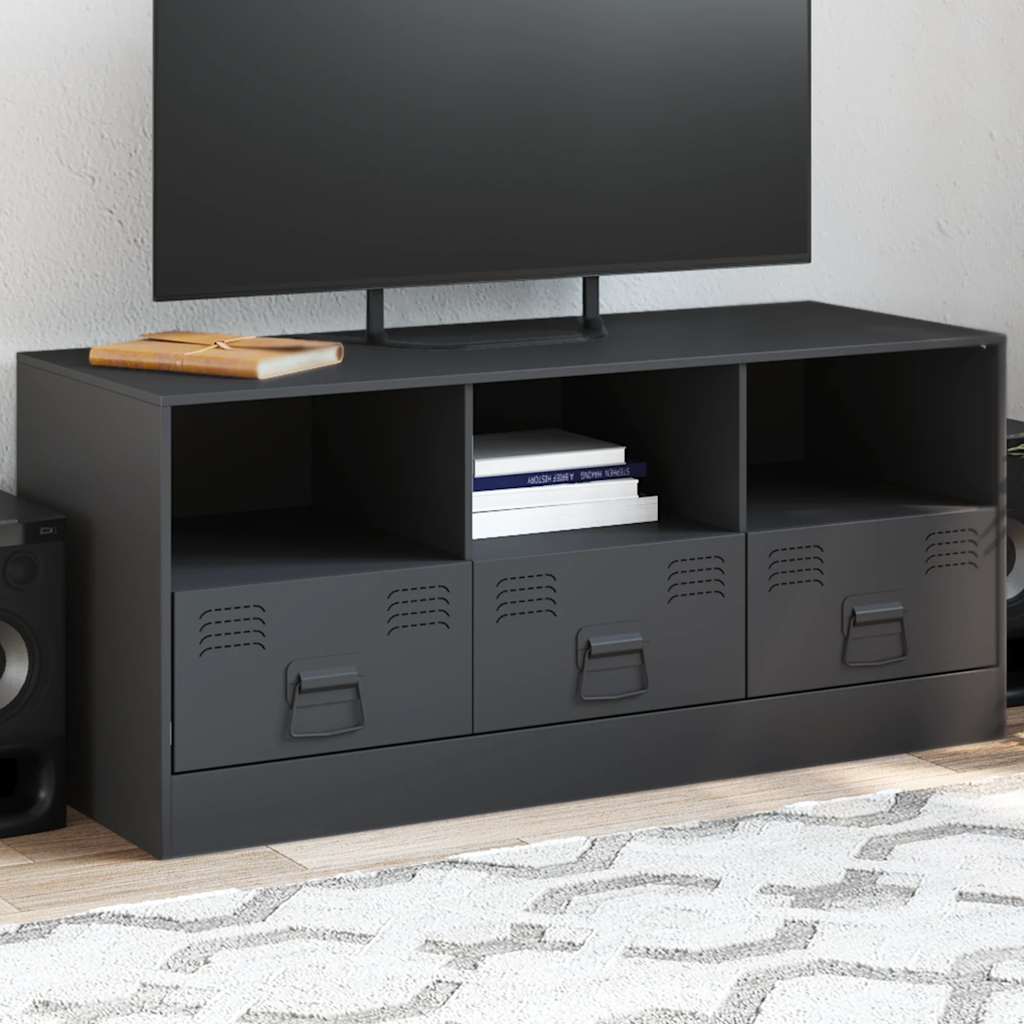 vidaXL Comodă TV, antracit, 99x39x44 cm, oțel vidaXL Comodă TV, antracit, 99x39x44 cm, oțel
