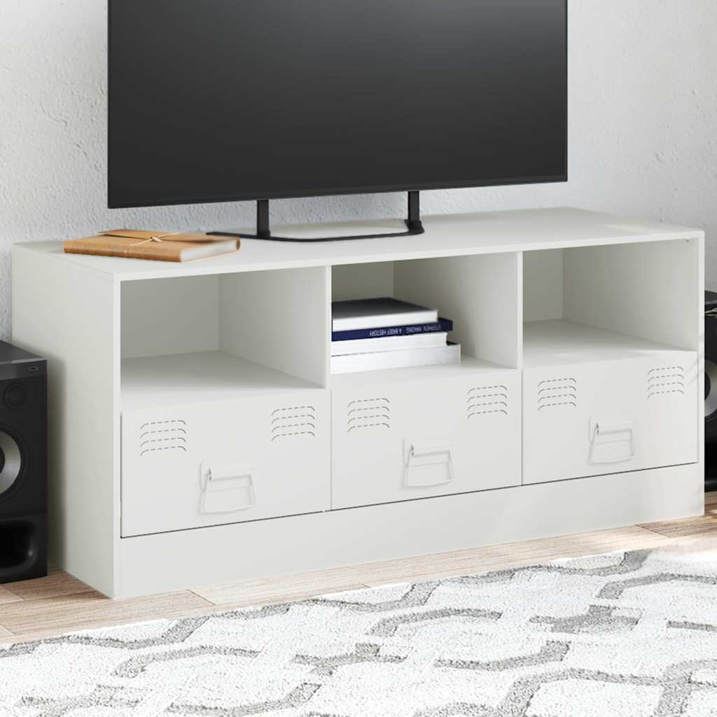 vidaXL Comodă TV, alb, 99x39x44 cm, oțel vidaXL Comodă TV, alb, 99x39x44 cm, oțel