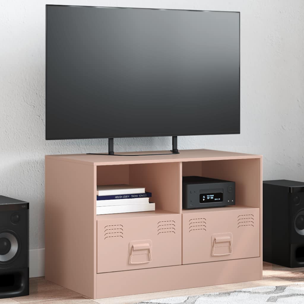 vidaXL Comodă TV, roz, 67x39x44 cm, oțel vidaXL Comodă TV, roz, 67x39x44 cm, oțel