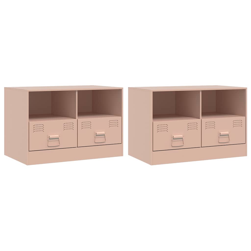 vidaXL Dulapuri TV 2 buc Roz 67x39x44 cm Otel