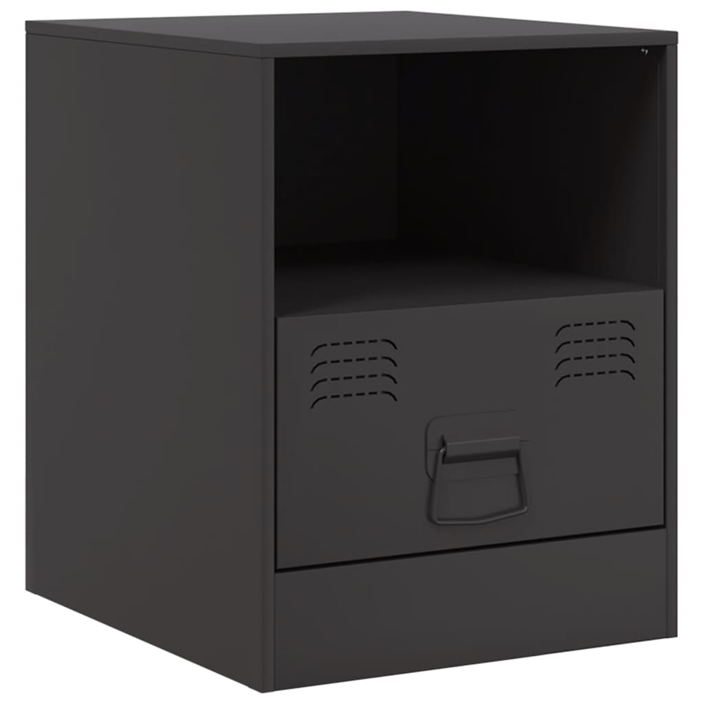 vidaXL Noptieră, negru, 34,5x39x44 cm, oțel vidaXL Noptieră, negru, 34,5x39x44 cm, oțel
