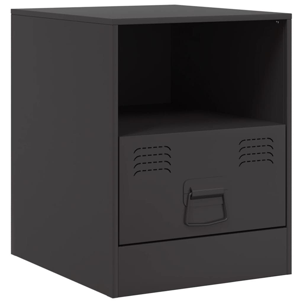 vidaXL Noptiere, 2 buc., negru, 34,5x39x44 cm, oțel
