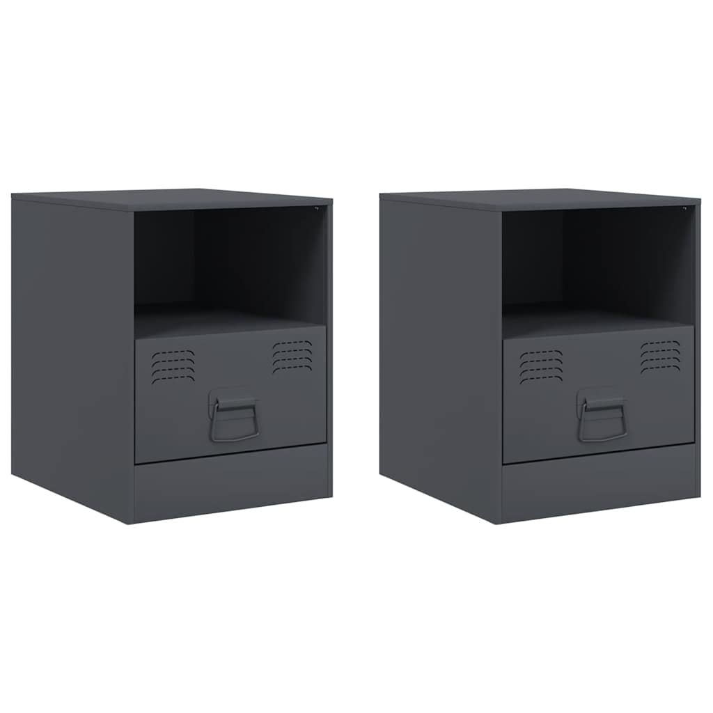 vidaXL Noptiere, 2 buc., antracit, 34,5x39x44 cm, oțel vidaXL Noptiere, 2 buc., antracit, 34,5x39x44 cm, oțel