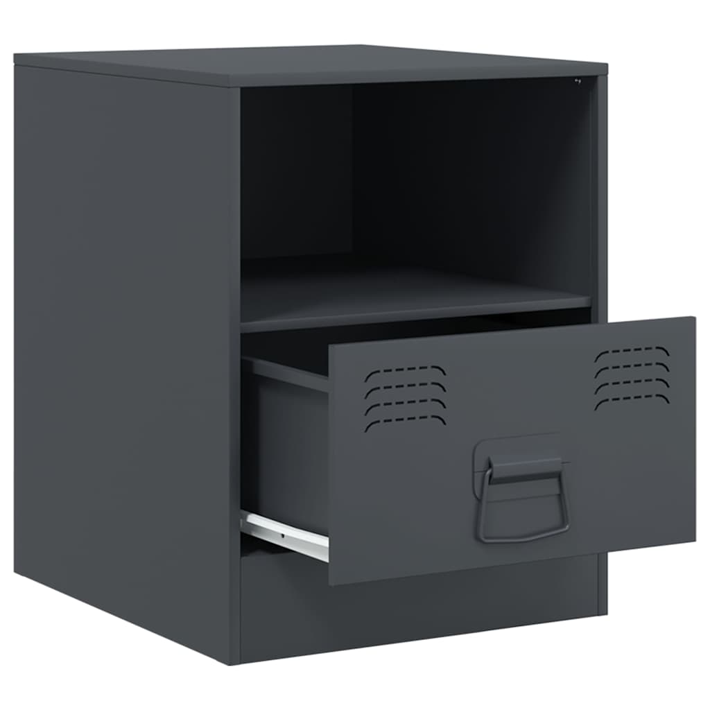 vidaXL Noptiere, 2 buc., antracit, 34,5x39x44 cm, oțel vidaXL Noptiere, 2 buc., antracit, 34,5x39x44 cm, oțel