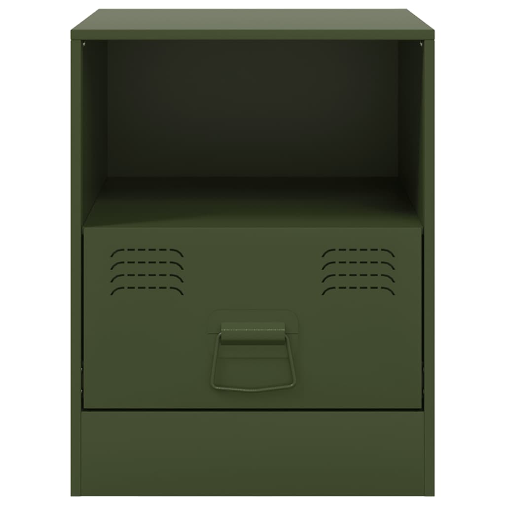 vidaXL Noptiere, 2 buc., verde olive, 34,5x39x44 cm, oțel vidaXL Noptiere, 2 buc., verde olive, 34,5x39x44 cm, oțel