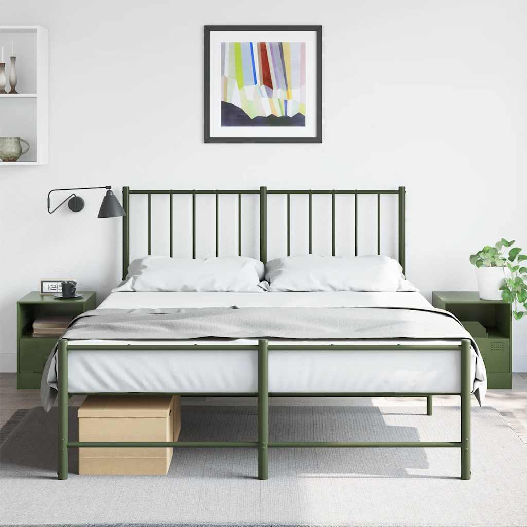 vidaXL Noptiere, 2 buc., verde olive, 34,5x39x44 cm, oțel vidaXL Noptiere, 2 buc., verde olive, 34,5x39x44 cm, oțel