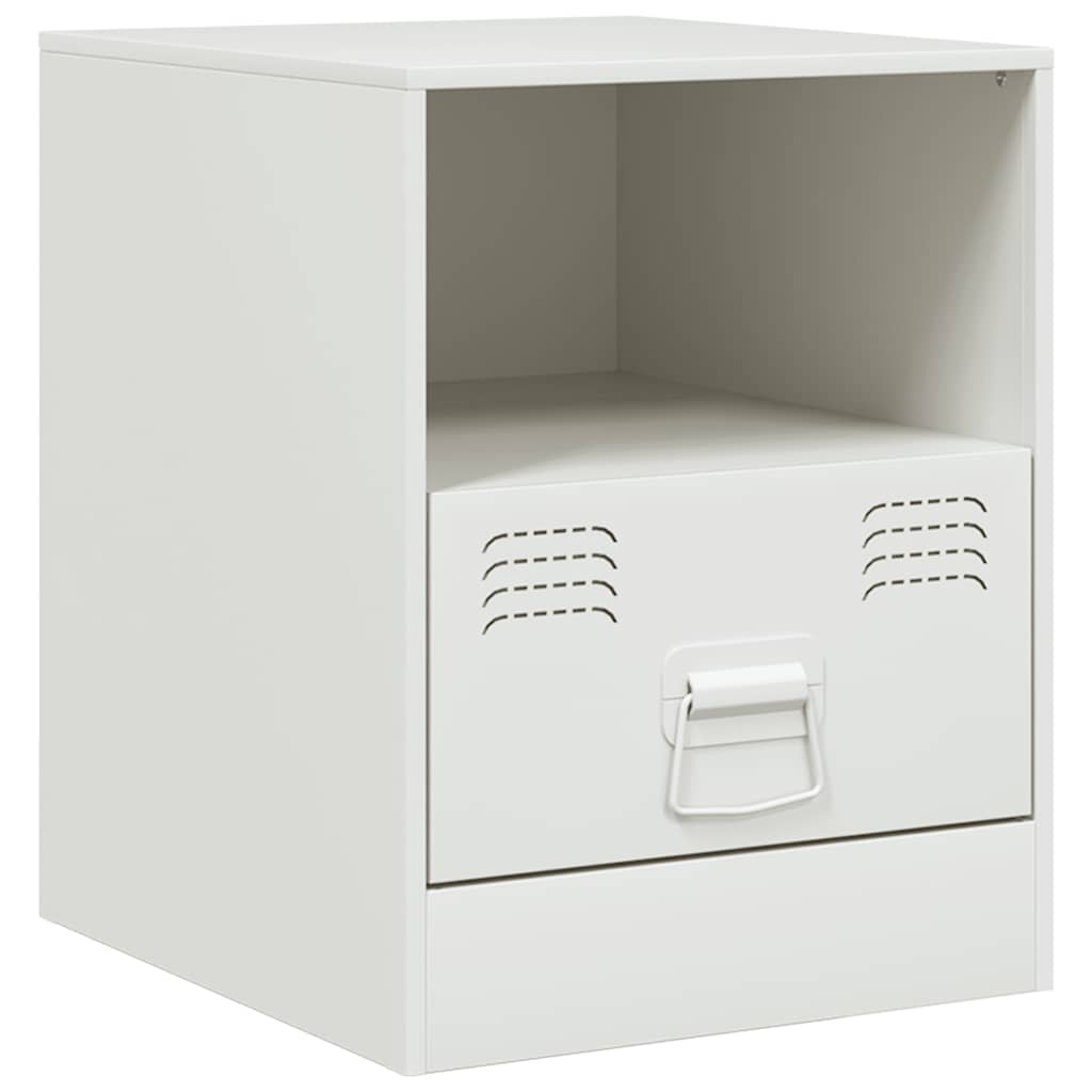 vidaXL Noptiere, 2 buc., alb, 34,5x39x44 cm, oțel