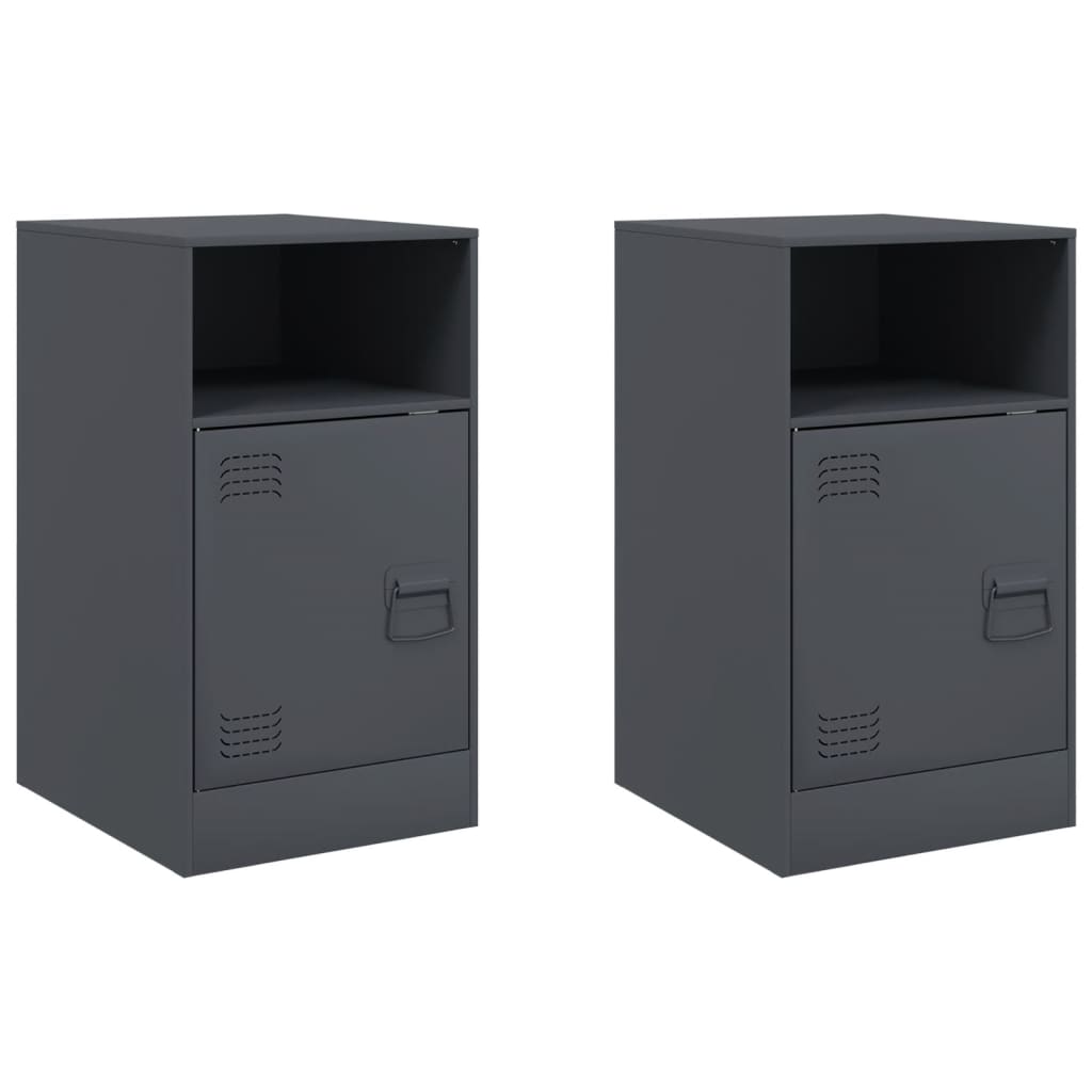 vidaXL Noptiere, 2 buc., antracit, 34,5x39x62 cm, oțel vidaXL Noptiere, 2 buc., antracit, 34,5x39x62 cm, oțel