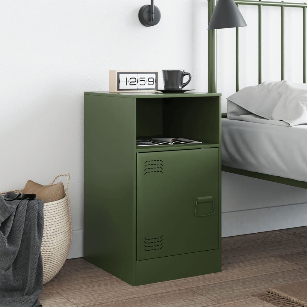 vidaXL Noptieră, verde olive, 34,5x39x62 cm, oțel vidaXL Noptieră, verde olive, 34,5x39x62 cm, oțel