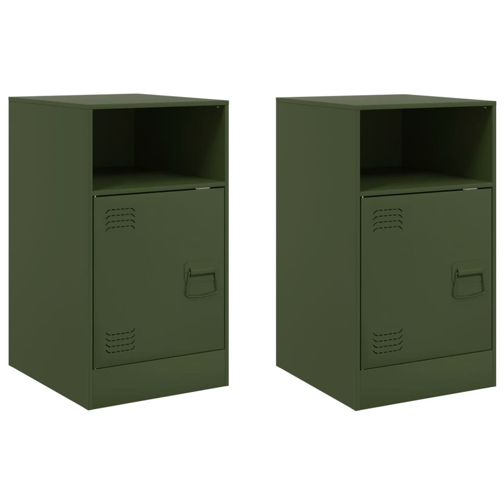 vidaXL Noptiere, 2 buc., verde olive, 34,5x39x62 cm, oțel vidaXL Noptiere, 2 buc., verde olive, 34,5x39x62 cm, oțel