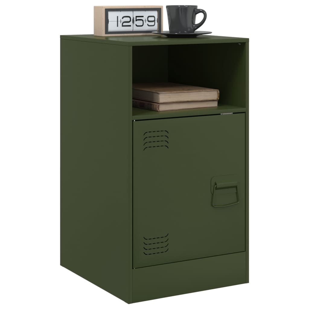 vidaXL Noptiere, 2 buc., verde olive, 34,5x39x62 cm, oțel vidaXL Noptiere, 2 buc., verde olive, 34,5x39x62 cm, oțel