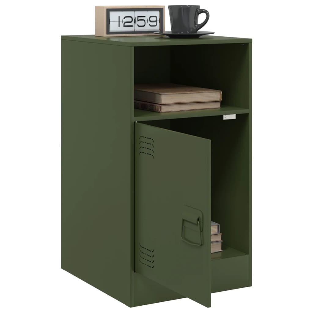 vidaXL Noptiere, 2 buc., verde olive, 34,5x39x62 cm, oțel vidaXL Noptiere, 2 buc., verde olive, 34,5x39x62 cm, oțel
