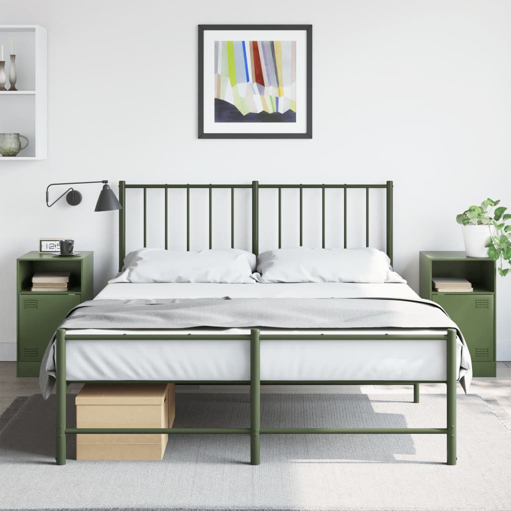 vidaXL Noptiere, 2 buc., verde olive, 34,5x39x62 cm, oțel vidaXL Noptiere, 2 buc., verde olive, 34,5x39x62 cm, oțel