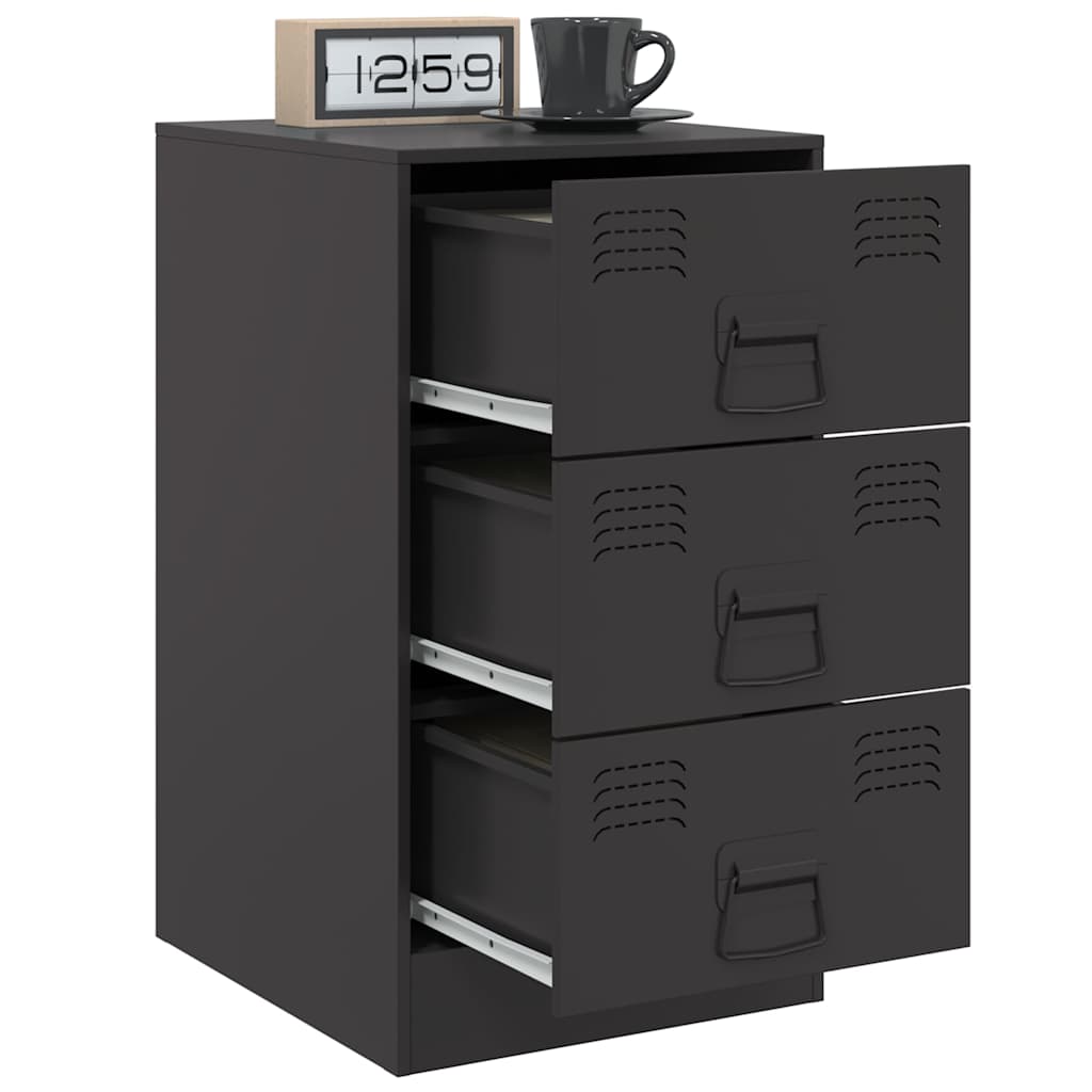 vidaXL Noptieră, negru, 34,5x39x62 cm, oțel vidaXL Noptieră, negru, 34,5x39x62 cm, oțel