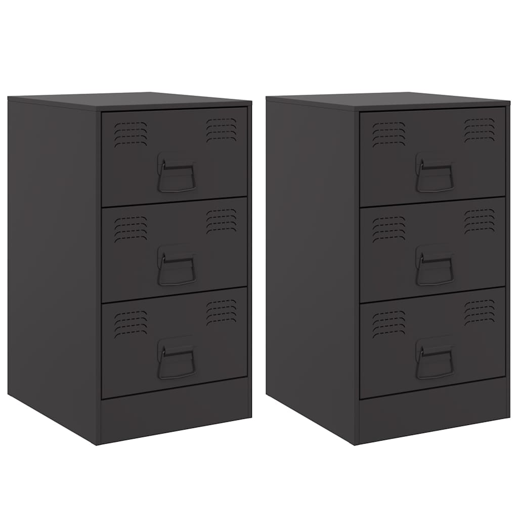 vidaXL Noptiere, 2 buc., negru, 34,5x39x62 cm, oțel vidaXL Noptiere, 2 buc., negru, 34,5x39x62 cm, oțel