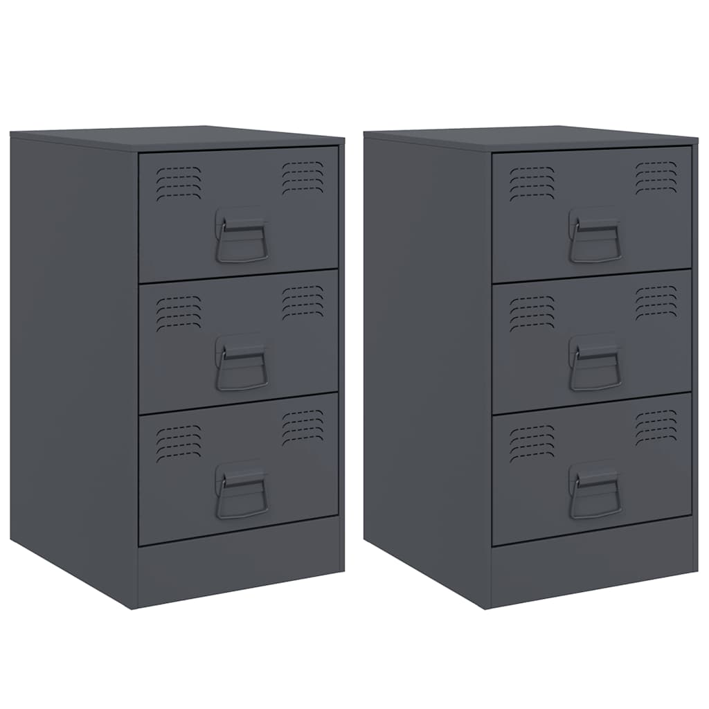vidaXL Noptiere, 2 buc., antracit, 34,5x39x62 cm, oțel vidaXL Noptiere, 2 buc., antracit, 34,5x39x62 cm, oțel