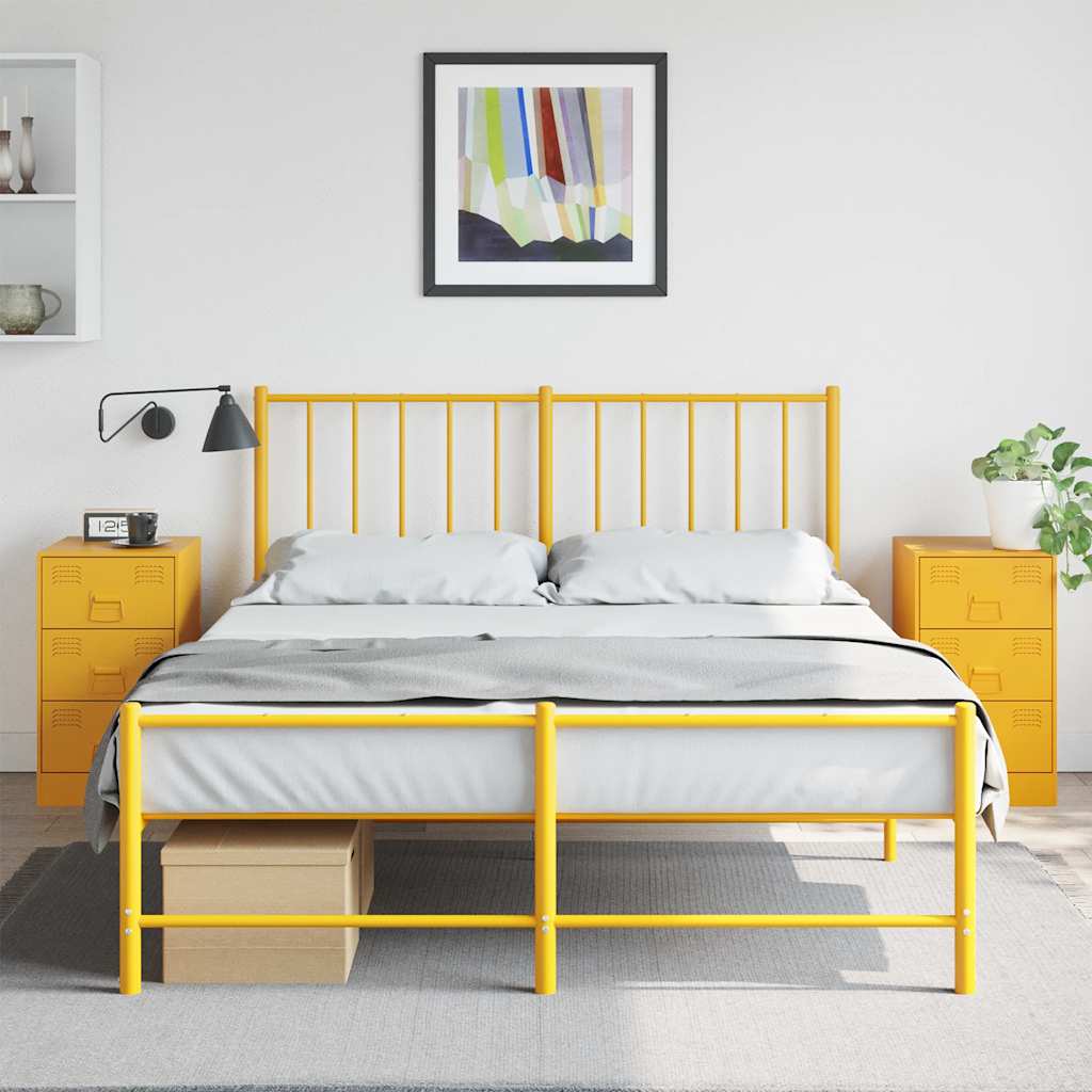 vidaXL Noptiere, 2 buc., galben muștar, 34,5x39x62 cm, oțel vidaXL Noptiere, 2 buc., galben muștar, 34,5x39x62 cm, oțel