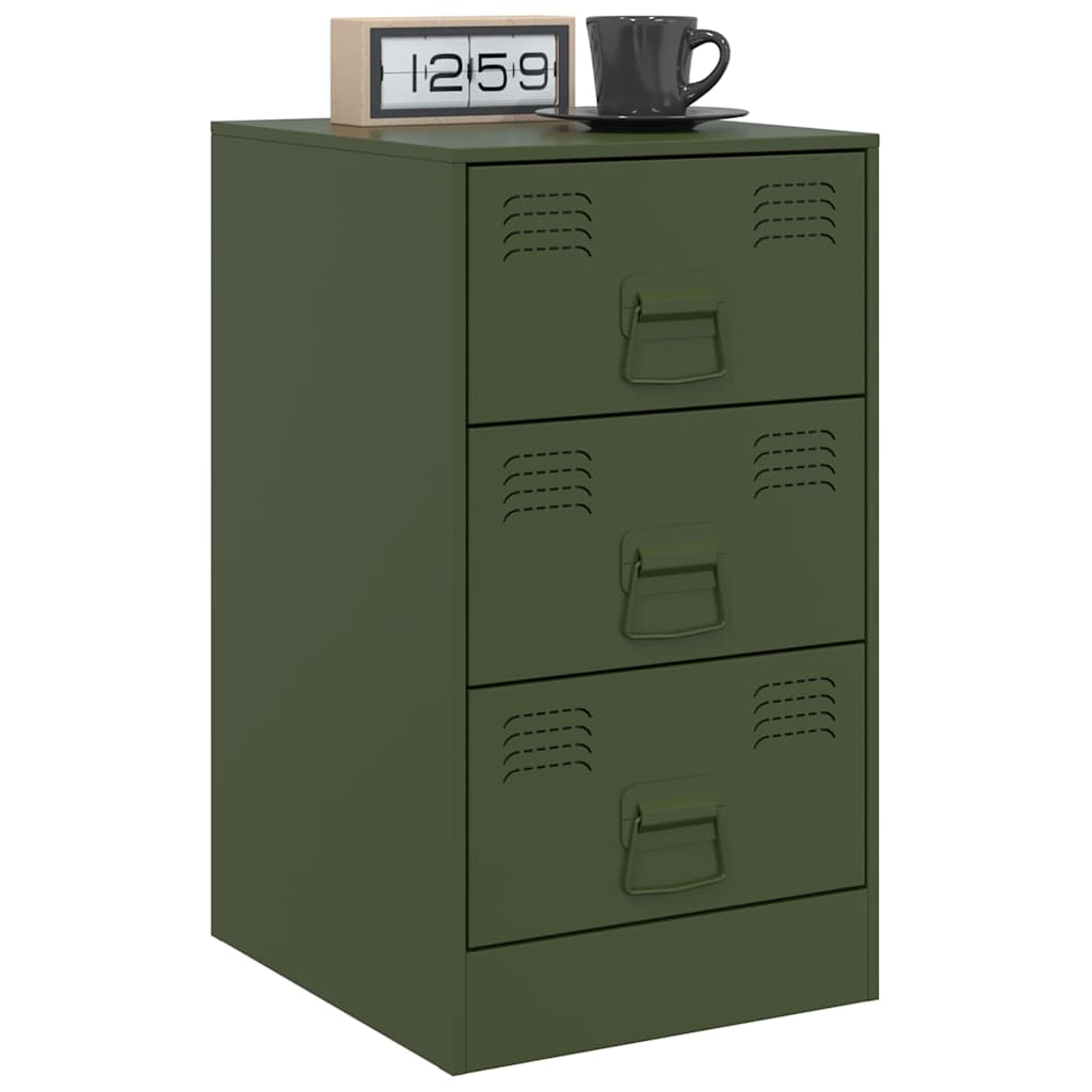 vidaXL Noptieră, verde olive, 34,5x39x62 cm, oțel vidaXL Noptieră, verde olive, 34,5x39x62 cm, oțel