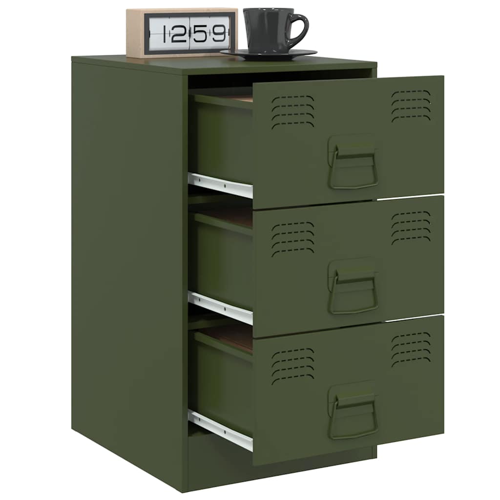 vidaXL Noptieră, verde olive, 34,5x39x62 cm, oțel vidaXL Noptieră, verde olive, 34,5x39x62 cm, oțel