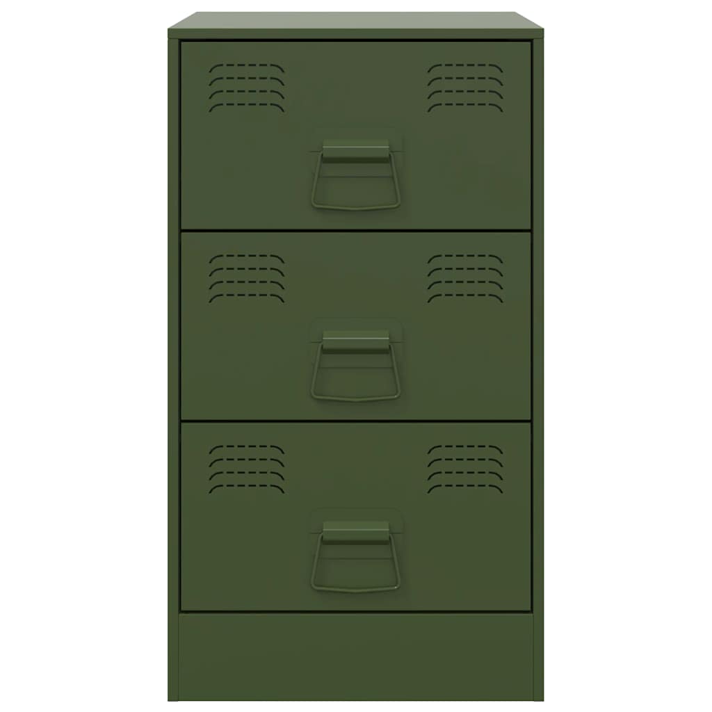 vidaXL Noptieră, verde olive, 34,5x39x62 cm, oțel vidaXL Noptieră, verde olive, 34,5x39x62 cm, oțel