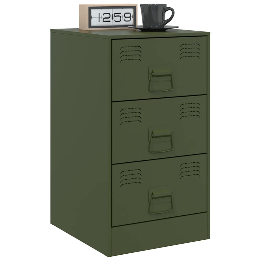 vidaXL Noptiere, 2 buc., verde olive, 34,5x39x62 cm, oțel vidaXL Noptiere, 2 buc., verde olive, 34,5x39x62 cm, oțel