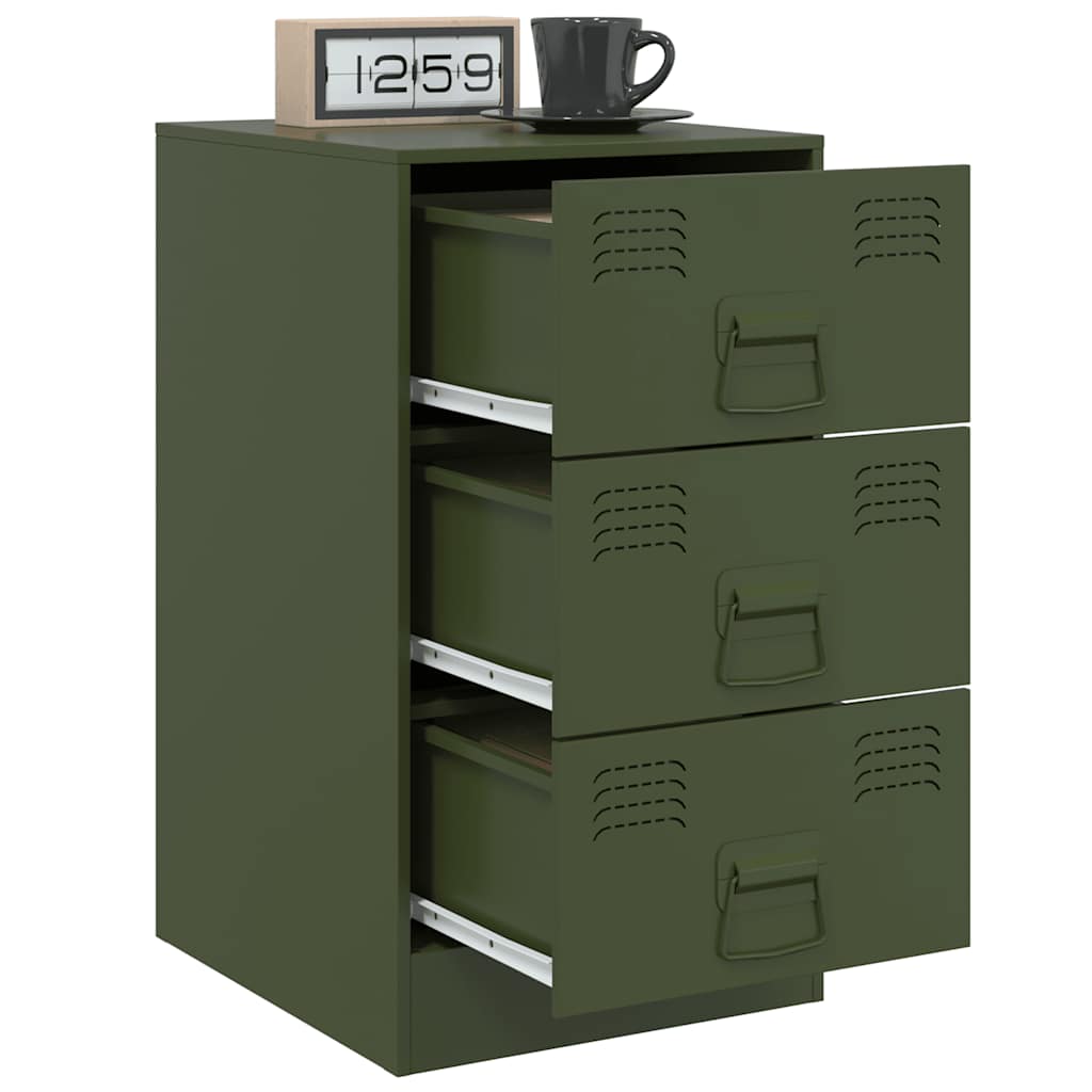 vidaXL Noptiere, 2 buc., verde olive, 34,5x39x62 cm, oțel vidaXL Noptiere, 2 buc., verde olive, 34,5x39x62 cm, oțel