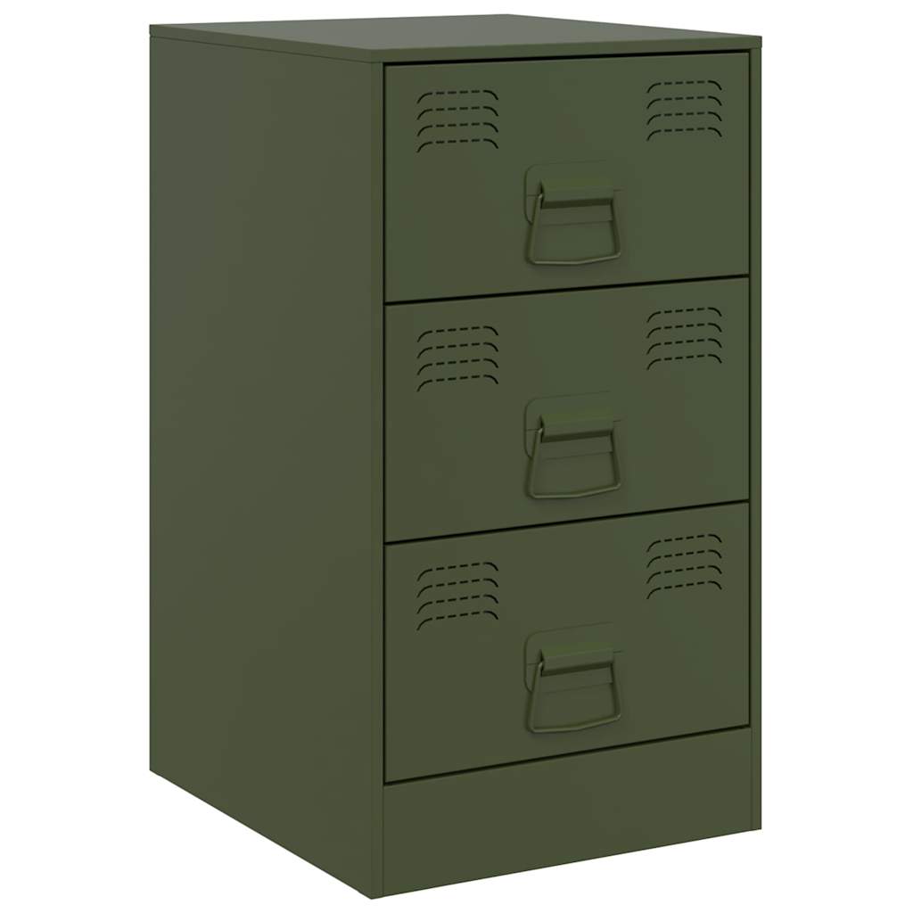 vidaXL Noptiere, 2 buc., verde olive, 34,5x39x62 cm, oțel vidaXL Noptiere, 2 buc., verde olive, 34,5x39x62 cm, oțel