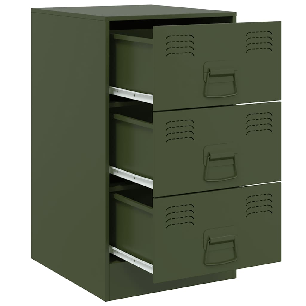 vidaXL Noptiere, 2 buc., verde olive, 34,5x39x62 cm, oțel vidaXL Noptiere, 2 buc., verde olive, 34,5x39x62 cm, oțel