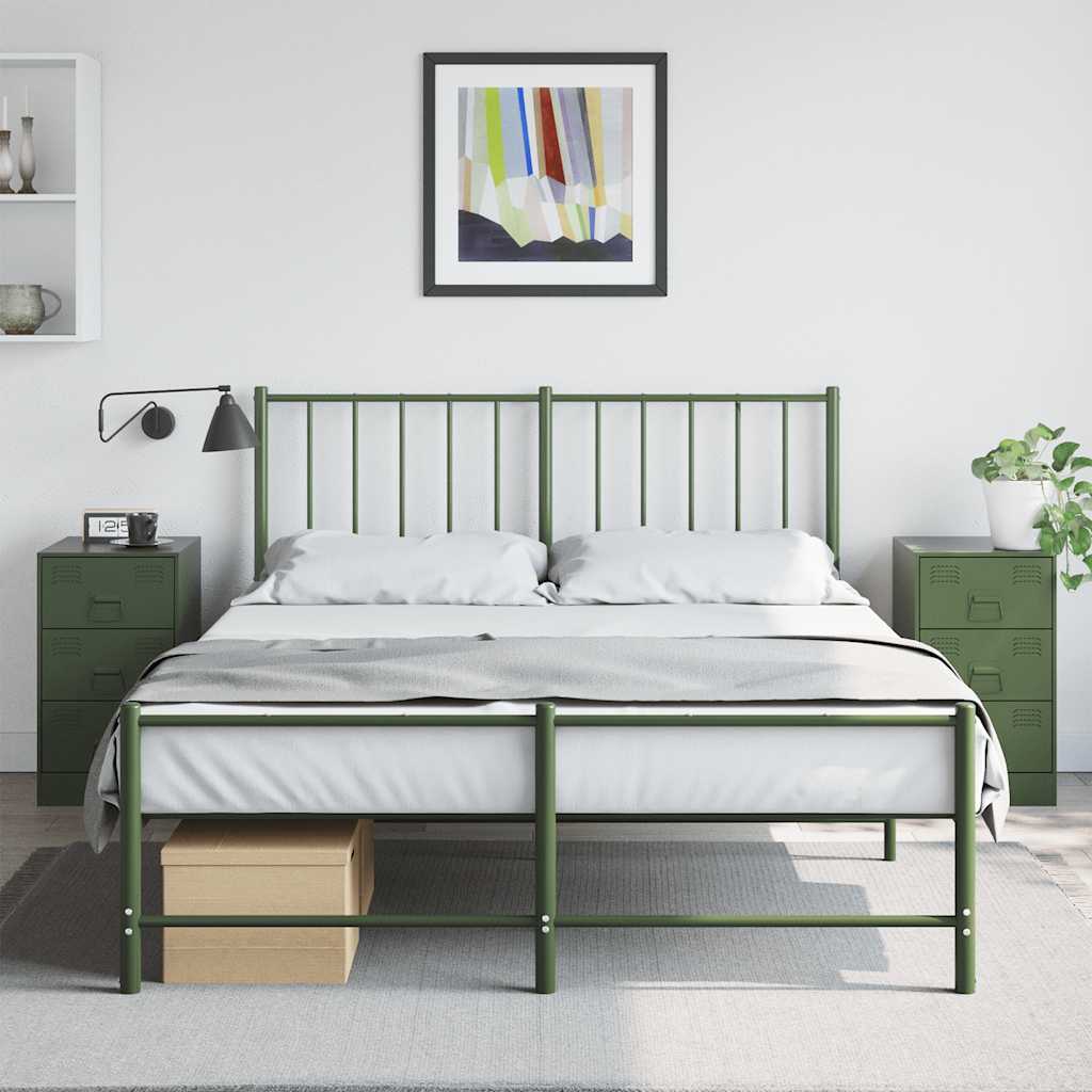 vidaXL Noptiere, 2 buc., verde olive, 34,5x39x62 cm, oțel vidaXL Noptiere, 2 buc., verde olive, 34,5x39x62 cm, oțel