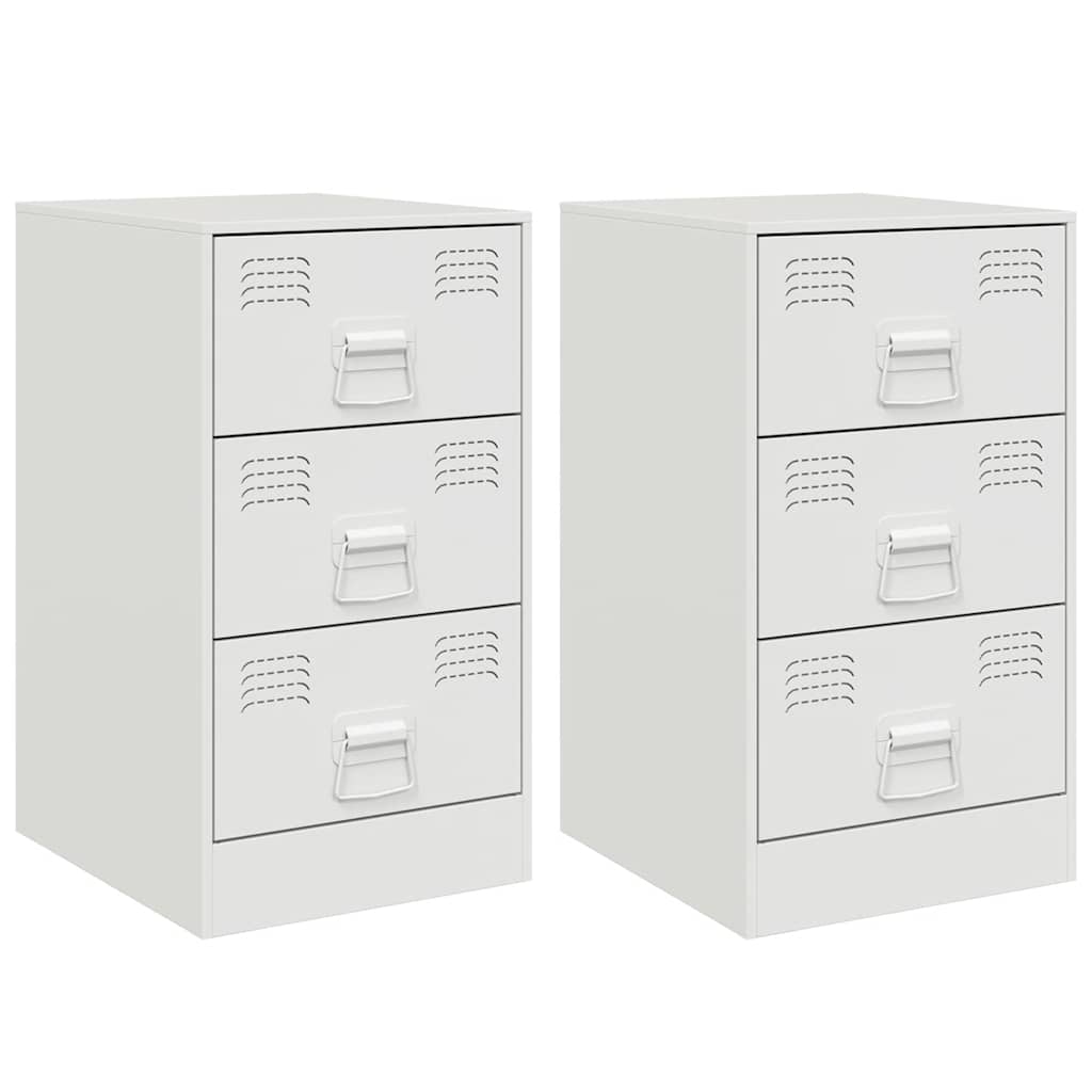 vidaXL Noptiere, 2 buc., alb, 34,5x39x62 cm, oțel